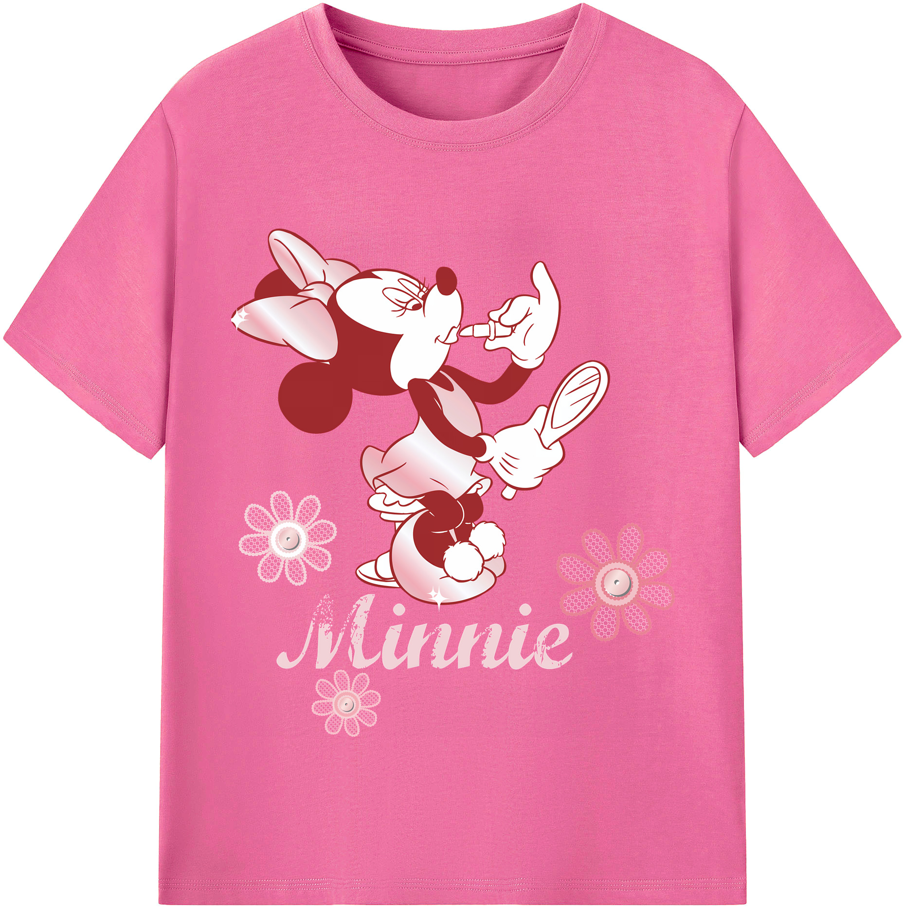 （画像用） ミッキーマウス Mickey Mouse レディースカジュアルプリントTシャツ（綿100％）